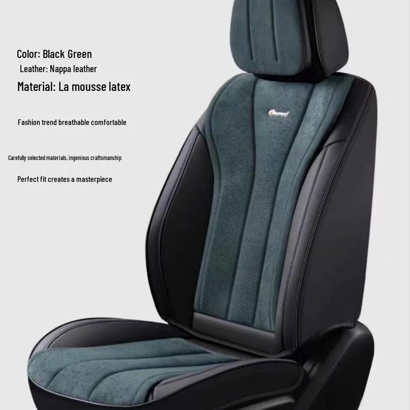 Breathable 9D Nubuck & Nappa Leather Full-Wrap Car Seat Cover for All Seasons