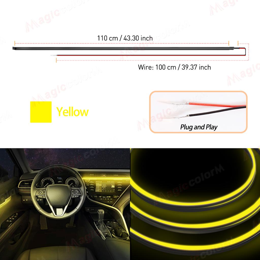 EL Wire Car LED Ambient Light Car Interior Decorative Lamp For Universal DIY Flexible Hidden Cuttable Colour Acrylic Strip 110cm