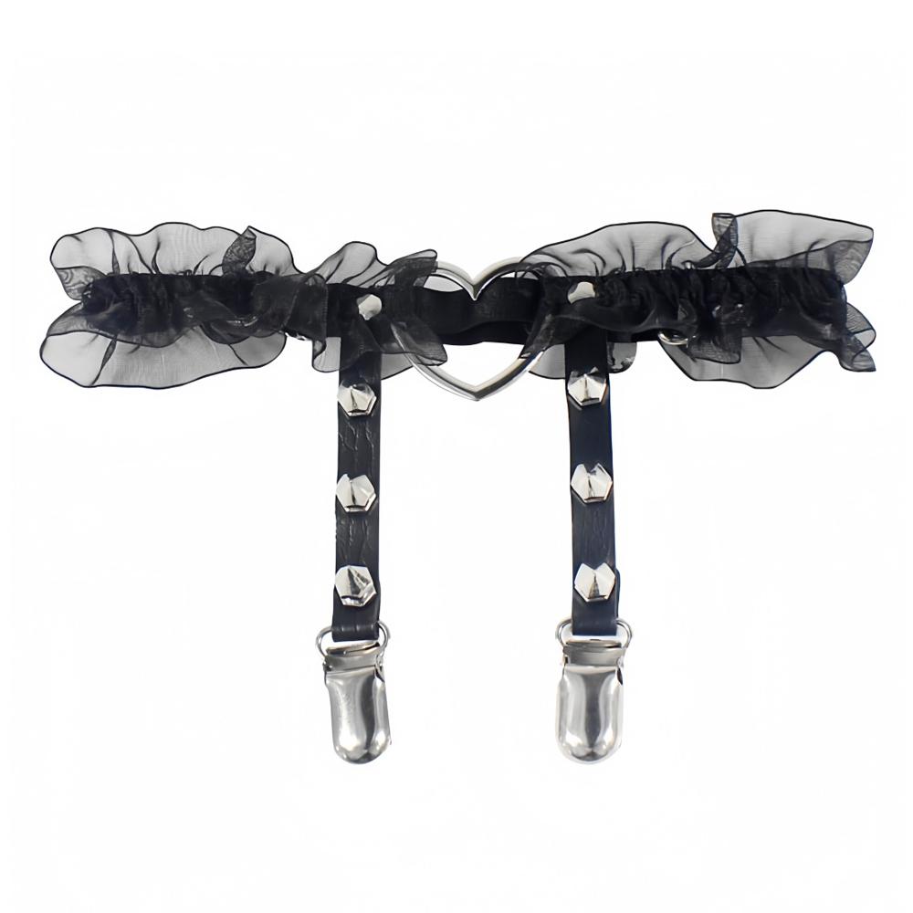 

Punk Peach Heart Garter Belt Pu Leather Rivet Leg Circumference Garter Clip Women S Leg Ring, Halloween Christmas Gift