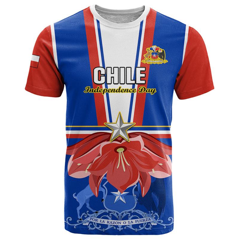 Chile 3D Printing T Shirt Man Summer O-Neck Short Sleeve Oversized Top Casual