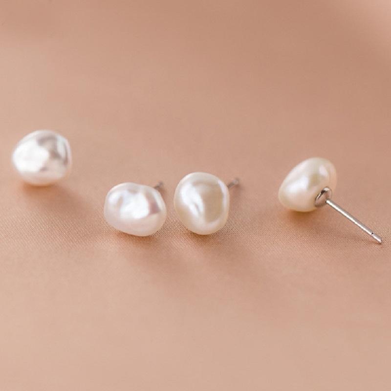 

Натуральный пресноводный жемчуг барокко неправильной формы 7-8 мм серьги-гвоздики 925 стерлингов щепка простой стиль украшения для женщин подарок