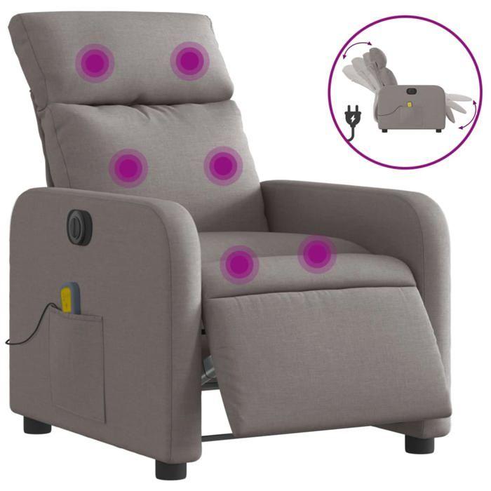 VidaXL Fauteuil de Massage Inclinable Électrique, Chaise de Relaxation avec Dossier et Repose-pied Réglables, Siège de Salon 3206697