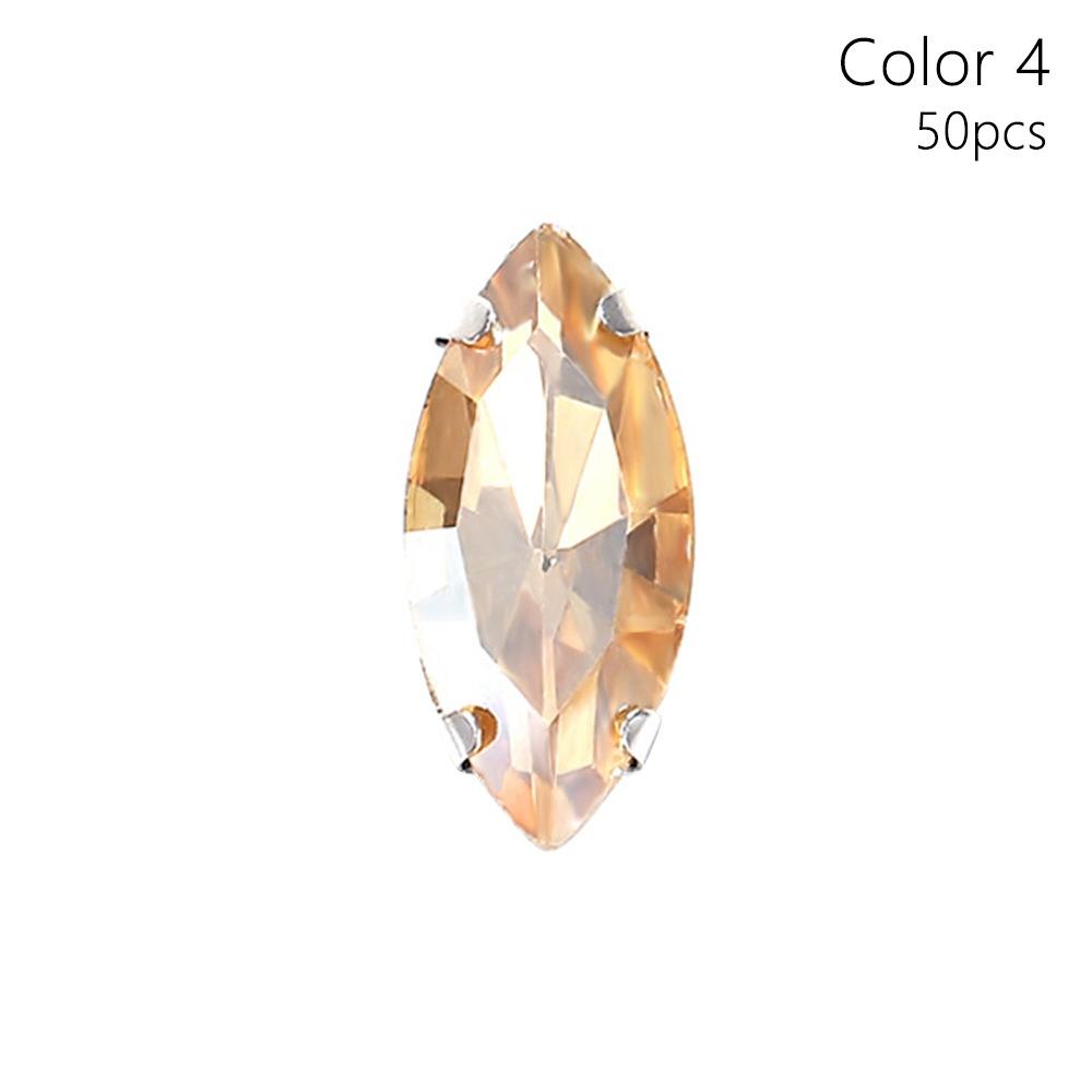 50Pcs/Pack Sew On Glass Crystal Stones With Silver Claw Diamond Beads Ornament  For Needlework