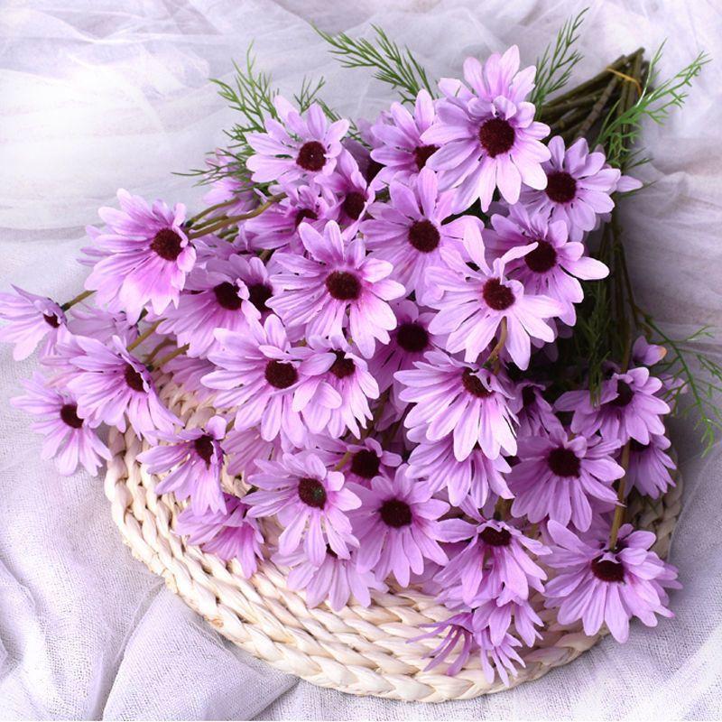 

Small Daisy Artificial Flower Desktop Decoration, Dining Table Artificial Flower Decoration, Living Room Flower Arrangement, Dried Flower Bouquet Taro paste purple 6pcs