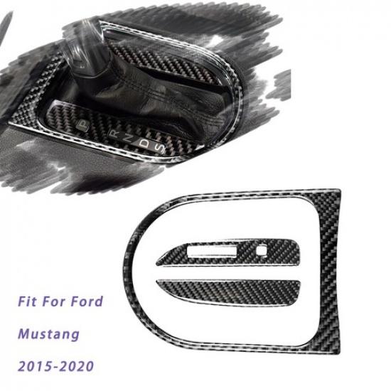 Auto 3pc For Ford Mustang 15-20 Carbon Fiber Gear Shift Panel Decor Trim Sticker