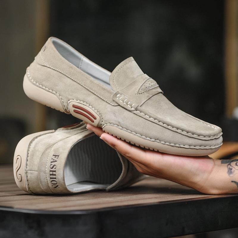 Spring and Autumn Men's Slip-on Lazy Shoes Korean Style Nubuck Leather Casual Fashion Men's Shoes Leather Shoes