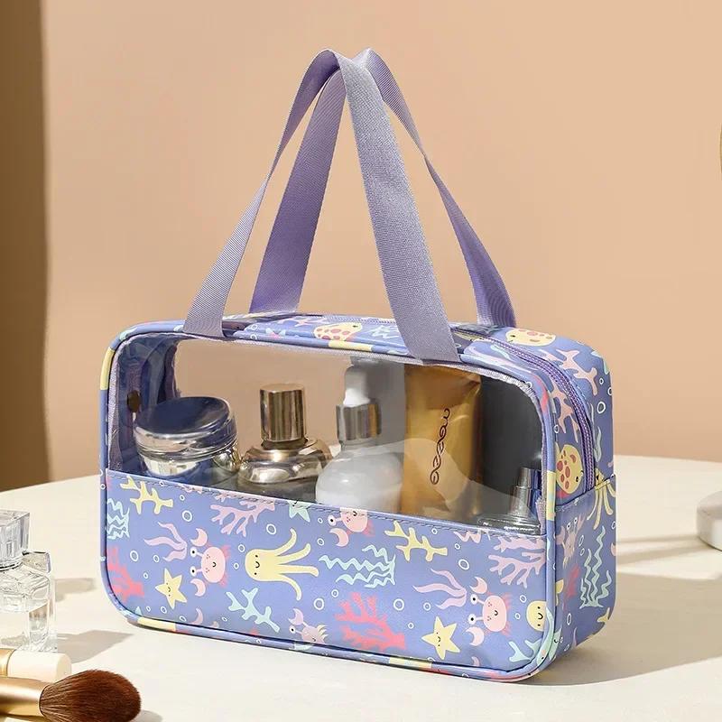 Women's Makeup Bag Waterproof Transparent Pouch Large Capacity Bath Bag Travel Essential Cosmetics Organizer Toilet Storage Bag