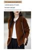Women's 100% Wool Round Neck Knit Cardigan - Double Zipper, Solid Color, Loose Fit, Casual Fashion, Short Length