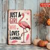 Vintage Pink Flamingo Metal Wall Art Just A Girl Who Loves Flamingos Retro Iron Sign Cute Farmhouse Decor Girls Bedroom