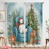 2pcs,2D Plane Printing Popular Curtains Snowman & Snowflake Polyester Easy Install (without Rod) Festive for Kitchen, Bedroom &