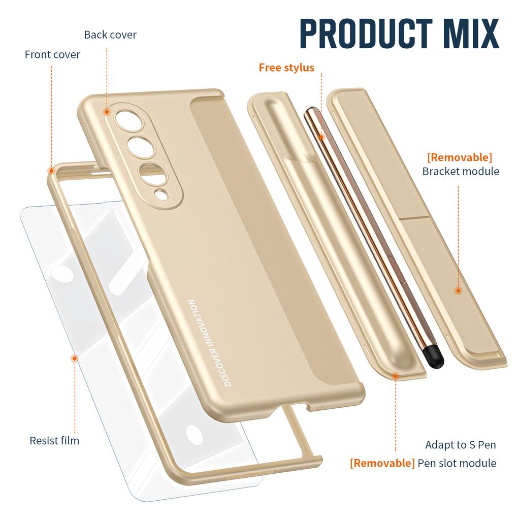 Anti -Shock Full Body Protection Zfold4 Coque Case For Samsung Galaxy Z Fold4 Fold 4 5g Zfold4 Tempered Glass Film Funda