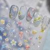 1pcs Ocean Marine Life Jellyfish Dolphin Shell Starfish Frangipani Ocean 5D Nail Art Stickers Embossed Nail Decals
