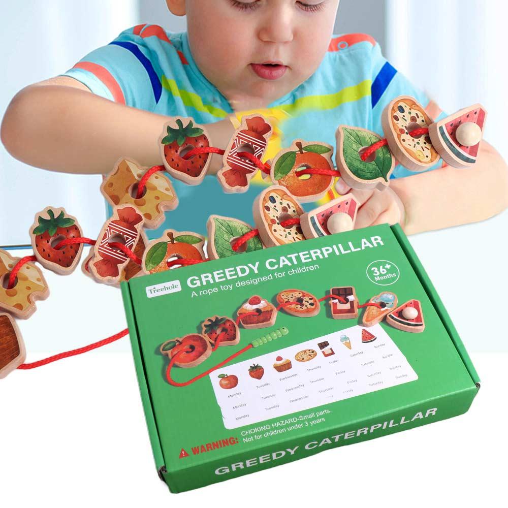 Caterpillar Food Baby Threading Games Lacing Beads Learning Toy Baby Toddlers Kids