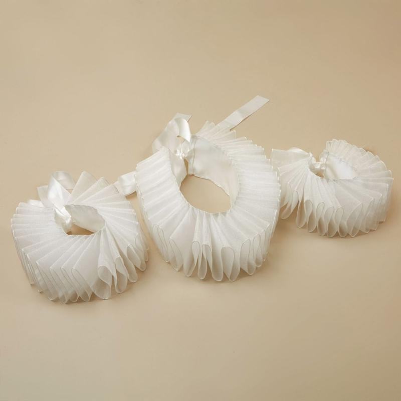 Vintage Kołnierz Kryza na Szyję Zestaw Falban Mankietów Renesans Elżbietański Steampunk Kostium Cosplay Akcesoria na Imprezę Halloween