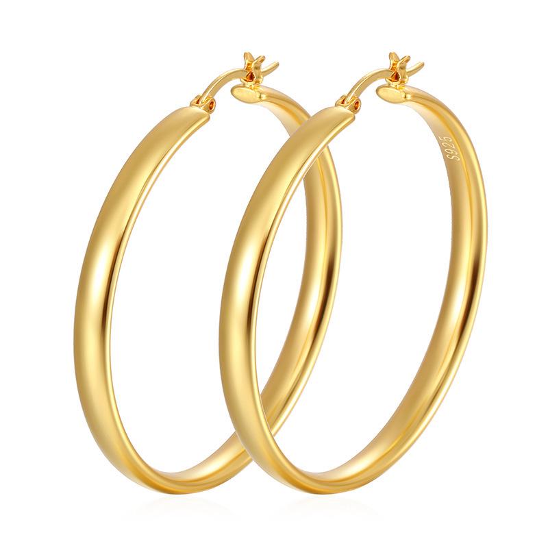 European & American Fashion Geometric Ear Cuff with Copper Curved Exaggerated Large Hoop Earrings