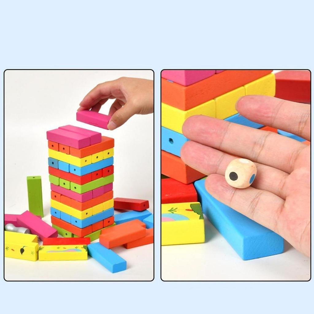 Wooden Blocks Stacking Game Table Toy Children's Intellectual Development Colorful Stacking Block for Kids Adults Puzzles Toys