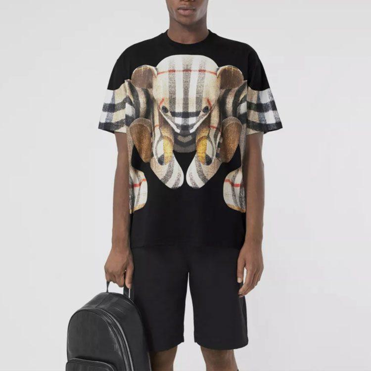 Burberry Daryl Check Thomas Bear Cotton Tee Black 80495681