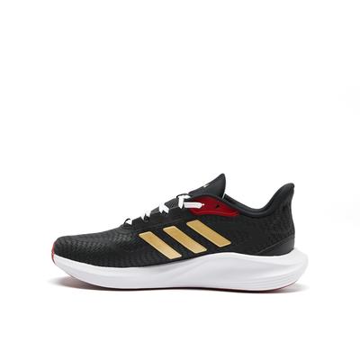 Ganztägig essentiell Bequemes PU-Gewebe Synthetisches Leder Rutschfest Abriebfest Low-Top Laufschuhe Unisex Laufschuhe Schwarz Gold JQ1167