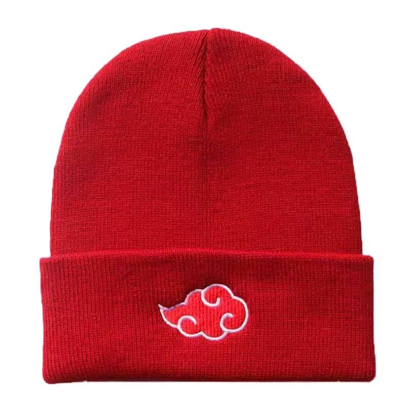 

Вышивка «Благоприятные облака», вязаная шапка-бини, черная, для мужчин и женщин, теплая шапка, однотонная шерстяная шапка, экспорт, свободная, без полей, шапка-таблетка S(54-56cm) красный