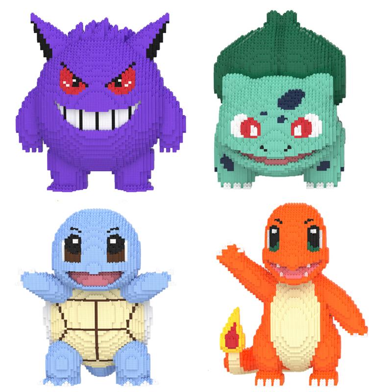 Pokemon Pikachu Building Block Bulbasaur Charmander 3D Model Assembly Connection Mini Brick Figure Toys for Home Decora