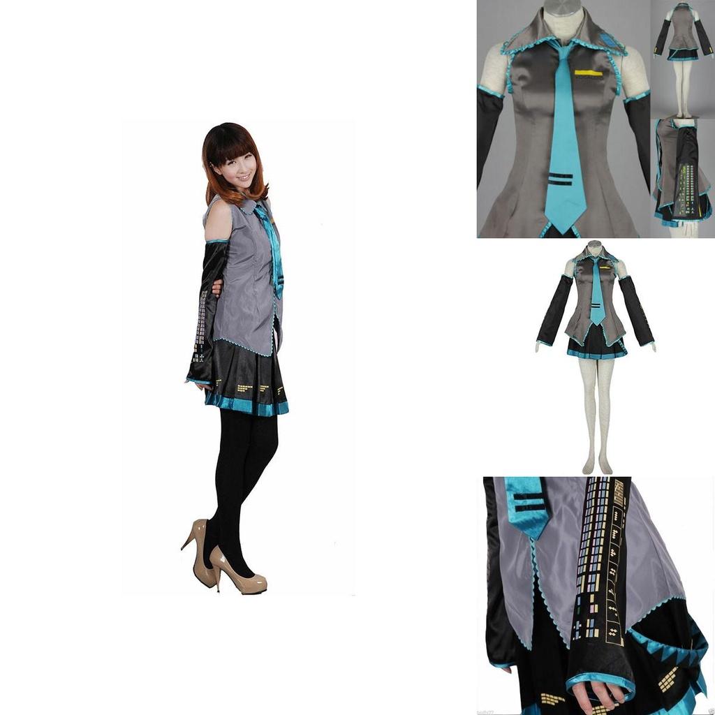 Nádherný Cosplay Kostým Paruka Top Šaty Kravata Kompletní Oblečení Hatsune Miku Vocaloid