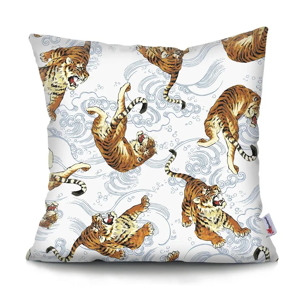 Simple Retro Tiger Head throw pillow cover with short plush print for living room sofa decoration cushion cover pillow covers