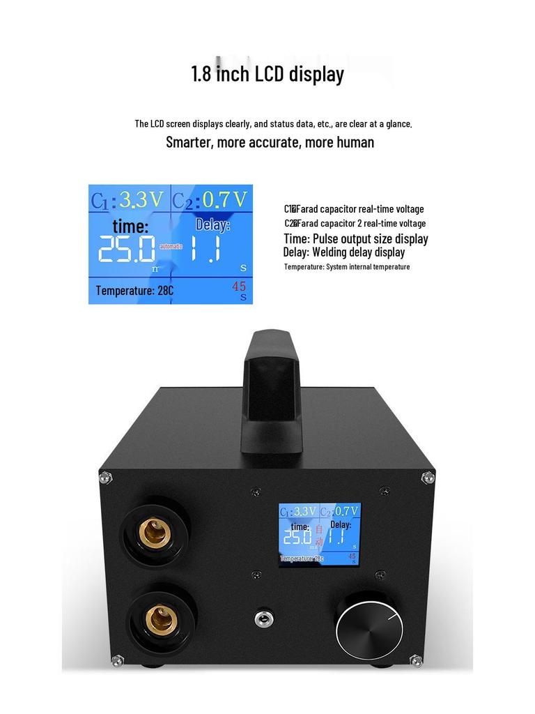High-Power Handheld Spot Welder with Digital Display & Supercapacitor for 18650 Nickel Strips