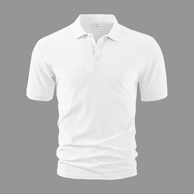 

Мужская светло-серая рубашка-поло, повседневный топ с коротким рукавом и воротником, дышащая смесовая ткань хлопка для лета S белый