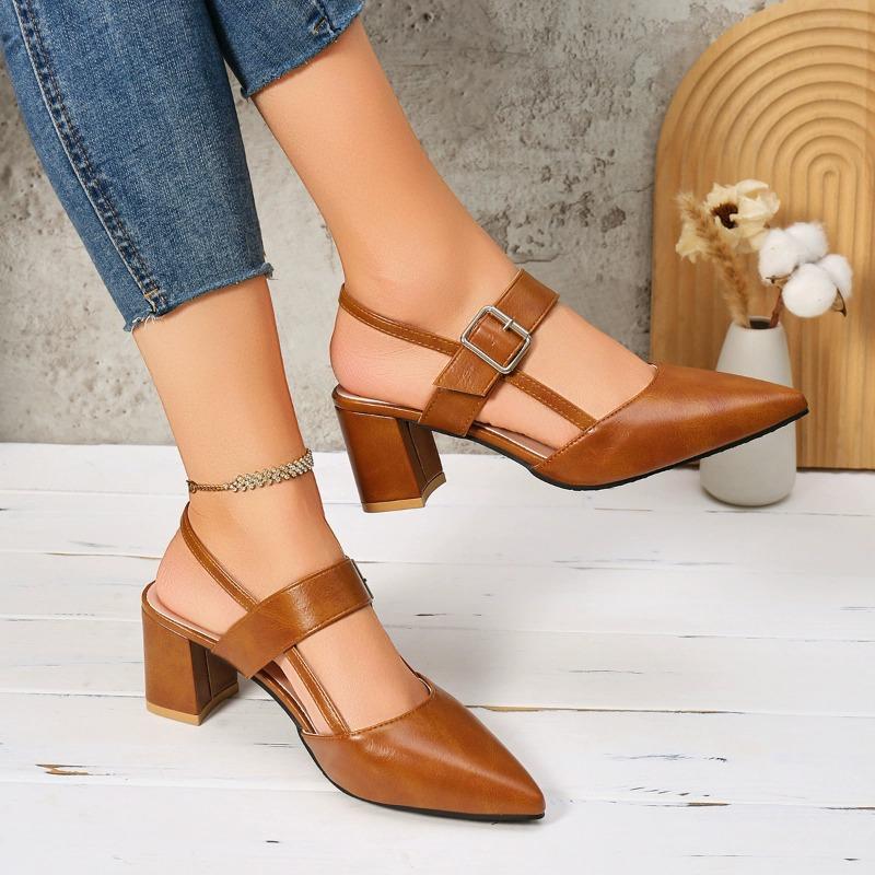 2026 Summer Shoes Women Heel Sandals Pointed Toe Fashion Brand Ladies High Heels Sandals 7cm Plus Size 42