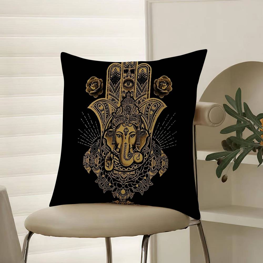 Beautiful Mysterious Style Hamsa-A Pillow Case Comfort Sofa Bed Silky Elegant Invisible Zipper Decorative Cushion Cover