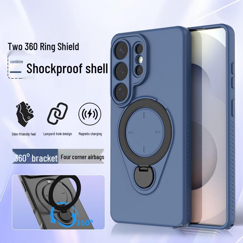 Samsung S26 Ultra 360 Ring Shield Soft Protective Case - Anti-Fall, Car Ring Compatible