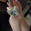 Vintage Gold-Plated Enamel Butterfly Ring - Large, Exaggerated Design for Women (Autumn/Winter Jewelry)