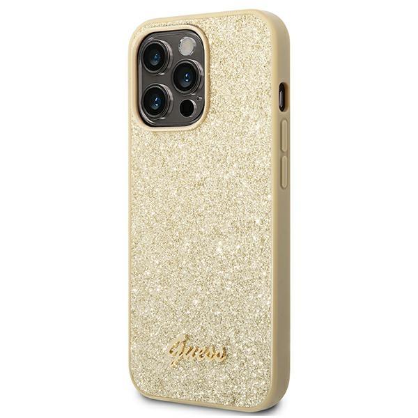 Guess Guhcp14Lhggshd Iphone 14 Pro6,1 Złoty/Gold Hard Case Glitter Script