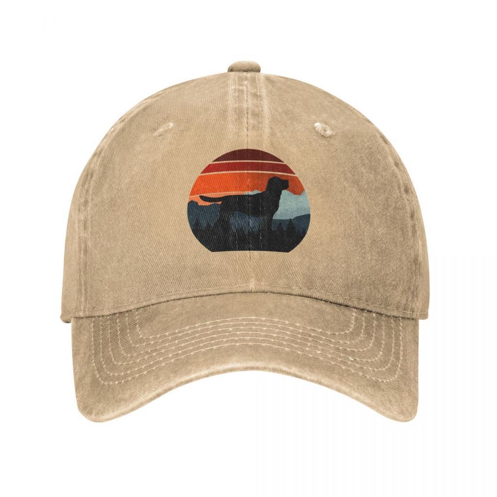 Vintage Orange Sky Mountains Wilderness Лабрадор Собака Подарунок Ковбойський капелюх Альпінізм Спорт Кепки Розкішний жіночий капелюх Унісекс