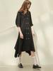 Mite Cape Collor Unbalance Ham Line Dress_Black