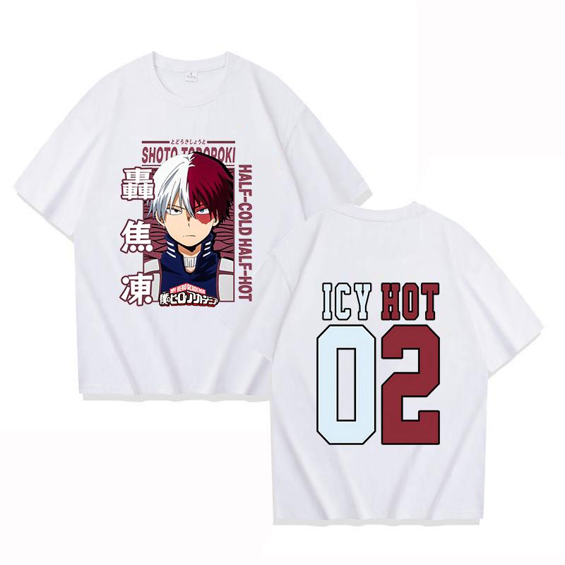 Funny Todoroki Shoto Print T-shirt Summer Anime Pattern T Shirt Women Men Short Sleeve Loose Shirts