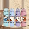 1PC Fall Coffee Cup Ghost 750ml Color Plastic Sports Water Bottle Leakproof Flip Straw Lid Suitable for Sports Office Home Use