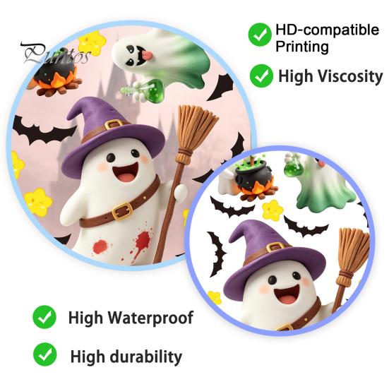 Shop Window Displays 2Pcs Cute Ghost Halloween Static Stickers, PVC Waterproof Cartoon Pumpkin Bat And Holiday Party Supplies Star Glass Decals,