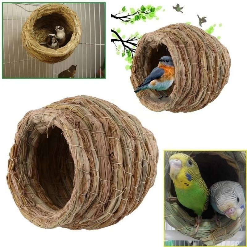 Handmade Grass Woven Bird Nest Xuan Feng Parrot Hummingbird Hanging Birds House Pet Supplies Poultry Toys Grass Nest BreedingBox