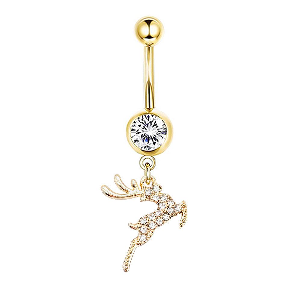 1Pcs Stainless Steel Long Navel Nail Butterfly Heart Five-pointed Star Pendant Navel Ring Piercing Jewelry