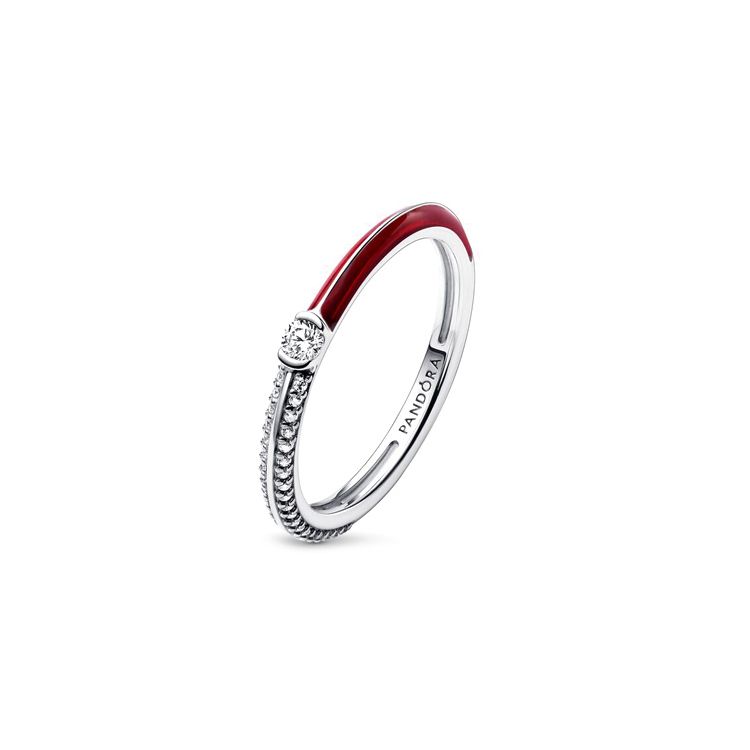 Pandora Me Rot und Weiß Doppel Pavé Ring Damenring Silber 192528C01