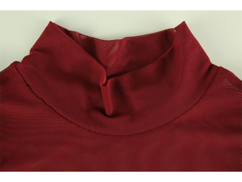 European & American Women's Mesh Spliced Long Sleeve Slimming Dress