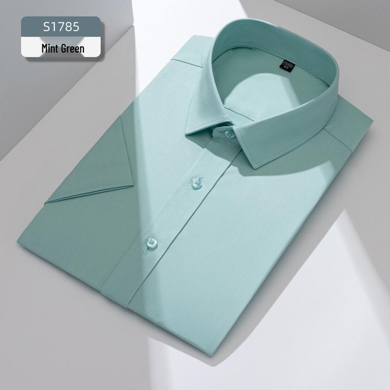 

Мужская эластичная деловая рубашка с коротким рукавом из бамбукового волокна, не требующая глажки, устойчивая к сминанию Size 39