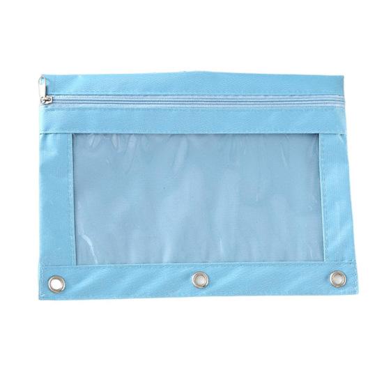 3 Ring Binder File Folder Colorful Fabric Binder Pouch with Clear Window Large Capacity Pencil Pouch for School Office Supplies