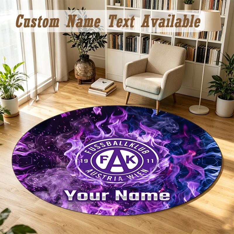 Round Rug Custom NameAustria Wien FC Pattern Non Slip Carpet Home Floor Decor