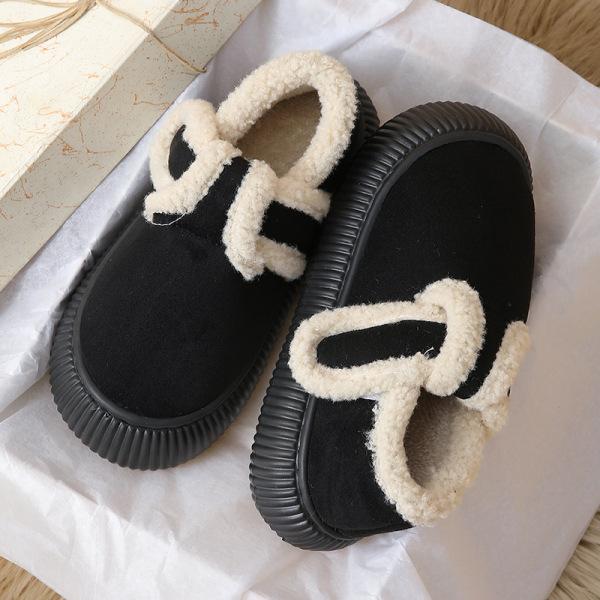 Retro lamb wool bag heel cotton slippers autumn and winter thick-soled velvet warm outer wear non-slip snow cotton shoes