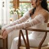 Detachable Off Shoulder Polka Dot Tulle Long Sleeves Ruffle Puff Arm Covers Removable Bridal Sleeve Cuffs For Strapless Wedding Gown Photoshoot