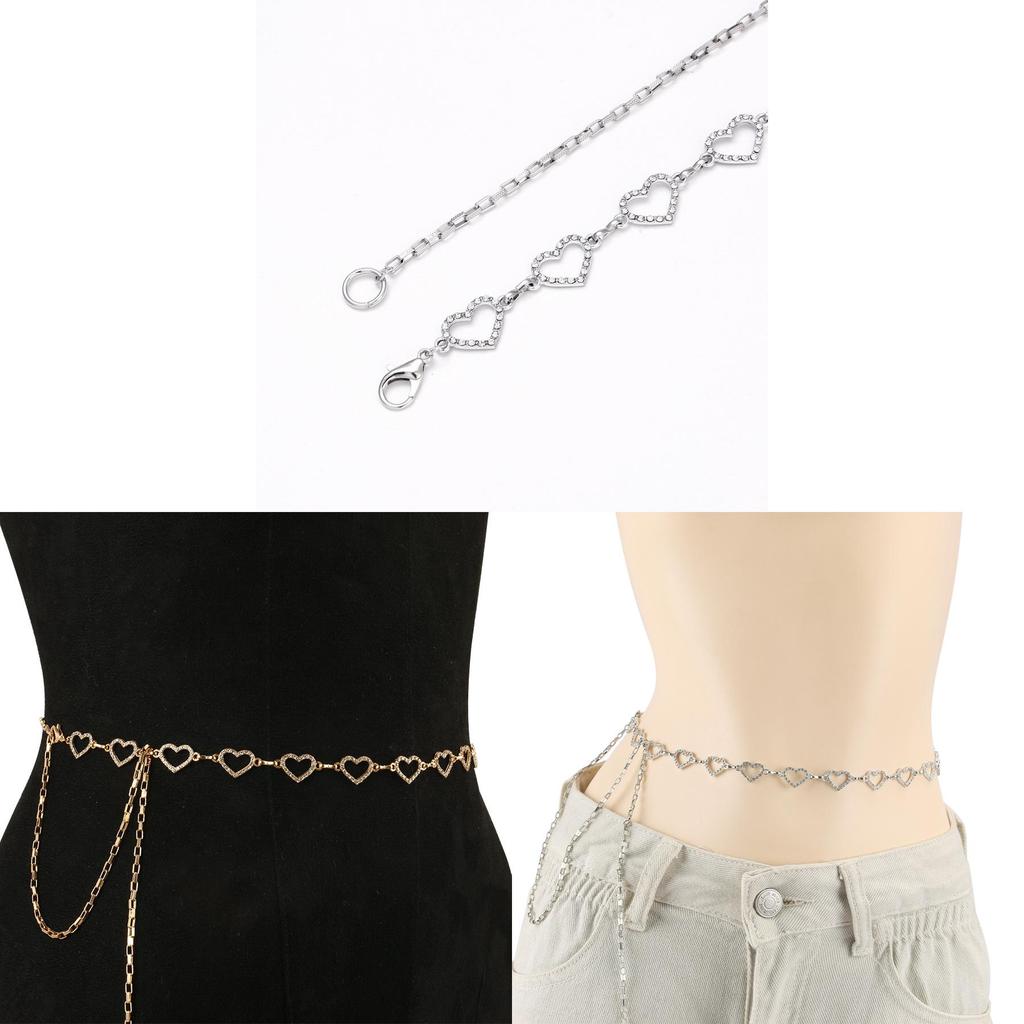 Water Drilled Heart Shape Metal Waist Belt For Women Men Elegant Summer Accessory