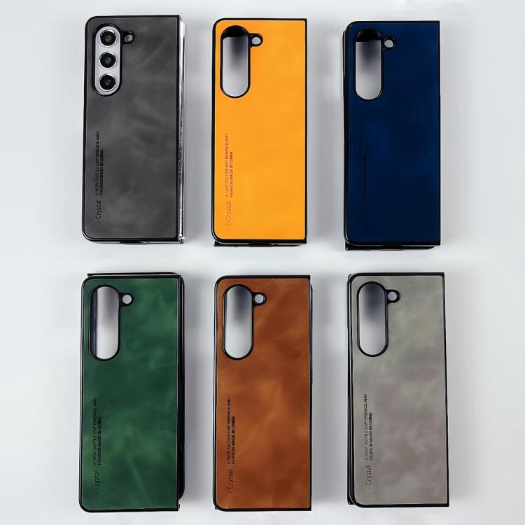 I.Crystal Lambskin Folding Phone Case for Samsung Galaxy Z Fold5 Mobile Phone Cases Bag For Samsung Galaxy Z Fold5&Opp Bag