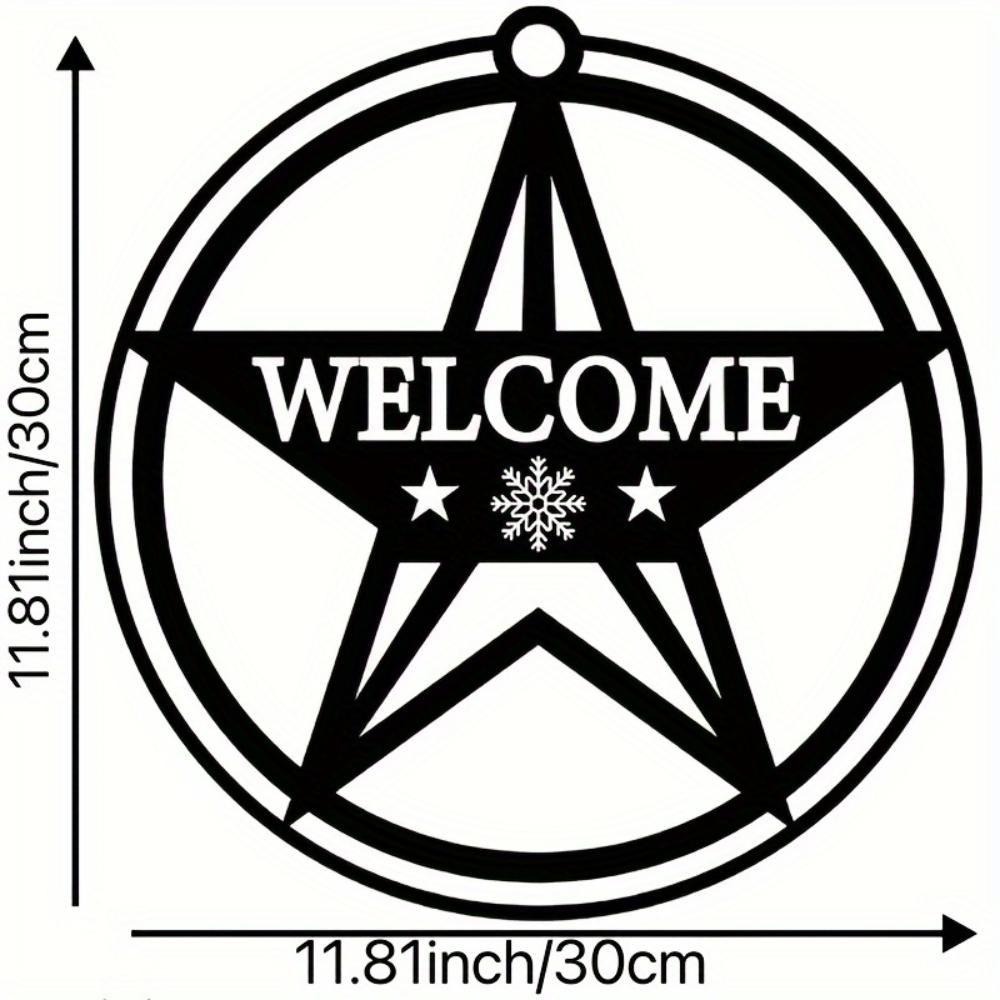 

Metal Wall Art Sign Welcome Snowflake Stars Decor for Home